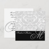 Invitation de Regal Silver Monogramme Mariage dama (Devant / Derrière)