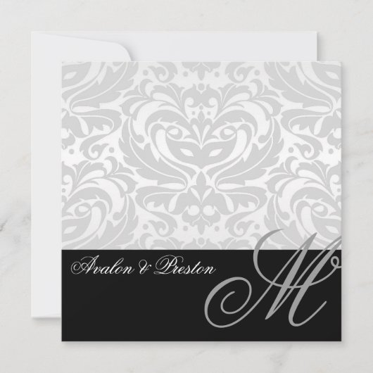 Invitation de Regal Silver Monogramme Mariage dama (Devant)