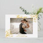 Invitation de remerciement de mariage en or à reli (Debout devant)