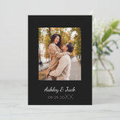 Invitation de remerciement de mariage photo élégan (Debout devant)