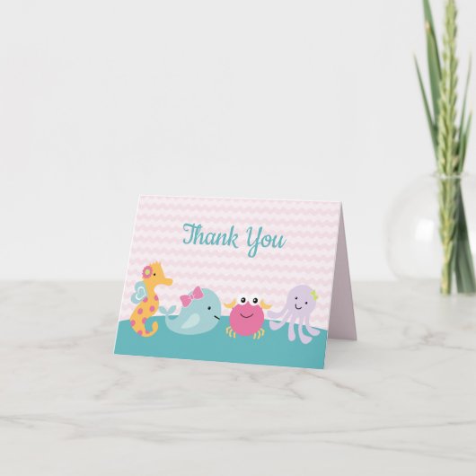 Invitation de remerciement pour fille animaux mari (Devant)