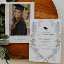 Invitation de remise de diplôme à motif floral ble