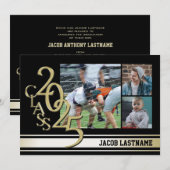 Invitation de remise de diplôme photo or à rayure  (Devant / Derrière)