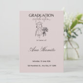 Invitation de remise de diplôme rose pastel modern (Debout devant)