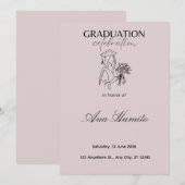 Invitation de remise de diplôme rose pastel modern (Devant / Derrière)