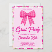 Invitation de remise de diplômes avec nœud gingham (Dos)