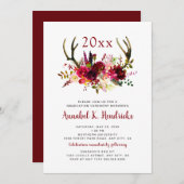 Invitation de remise de diplômes Boho Burgundy Flo (Devant / Derrière)