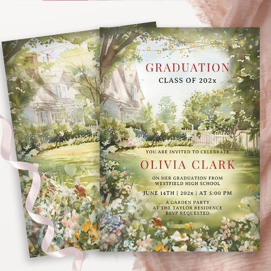 Invitation de remise de diplômes Boho Wildflower F