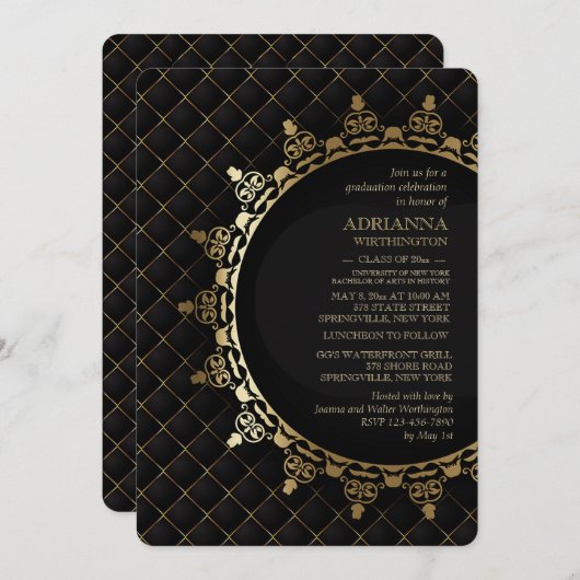 Invitation de remise de diplômes Classique Or (Devant / Derrière)