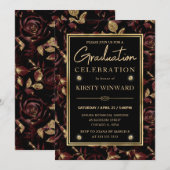 Invitation de remise de diplômes Élégante Rouge & (Devant / Derrière)