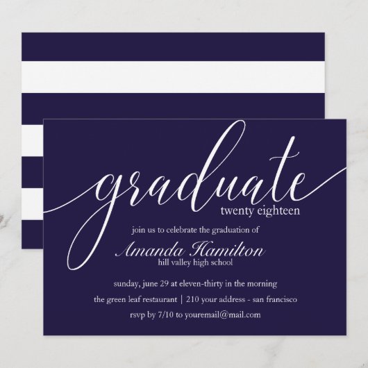 Invitation de remise de diplômes en typographie De (Devant / Derrière)