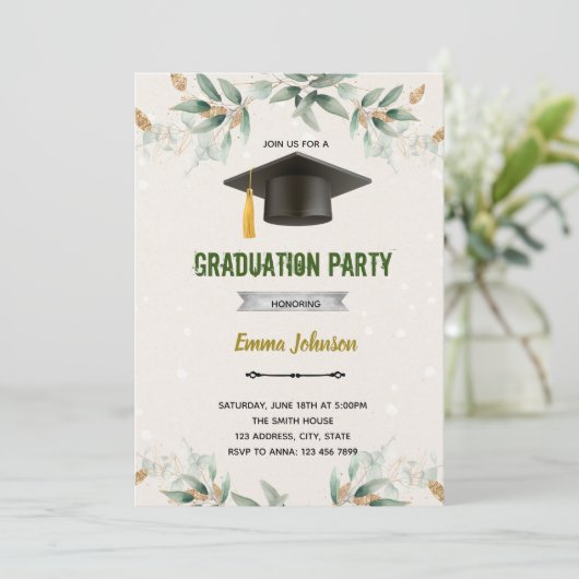 Invitation de remise de diplômes Greenery (Debout devant)