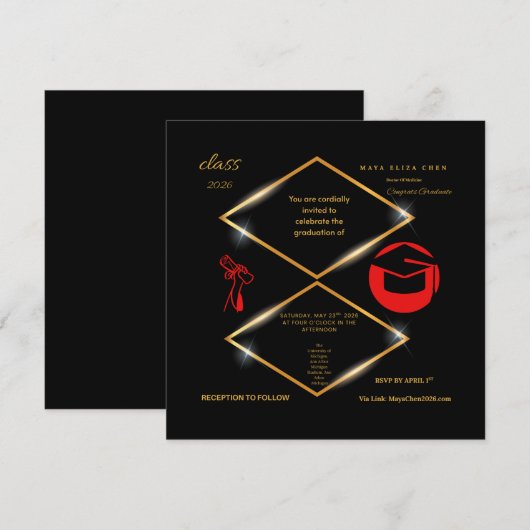 Invitation de remise de diplômes personnalisable m (Devant / Derrière)
