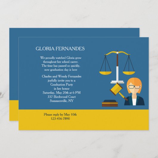 Invitation de remise de diplômes pour femmes Quest (Devant / Derrière)