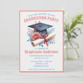 Invitation de remise de diplômes rose et bleu mign (Debout devant)