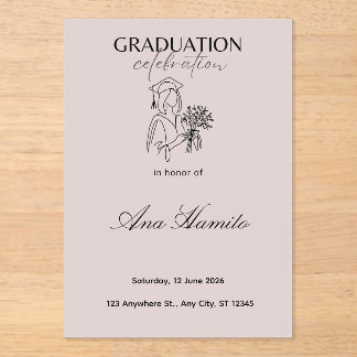 Invitation de remise de diplômes rose pastel moder