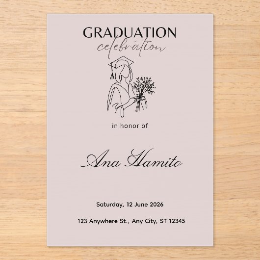 Invitation de remise de diplômes rose pastel moder (Recto)