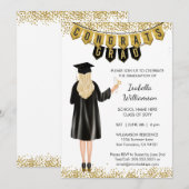 Invitation de Remise de Diplômes Unique Cheveux Bl (Devant / Derrière)