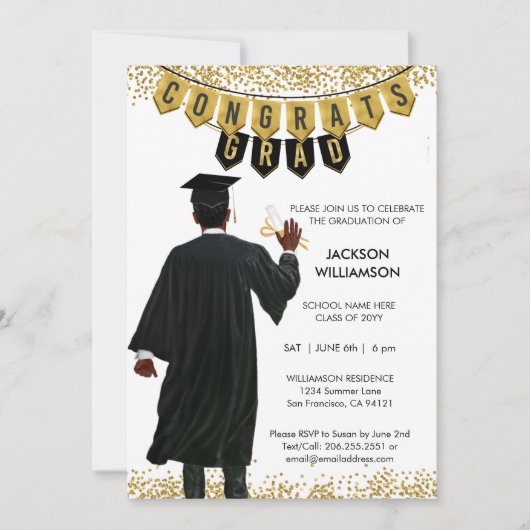 Invitation de remise de diplômes unique Cheveux no (Devant)