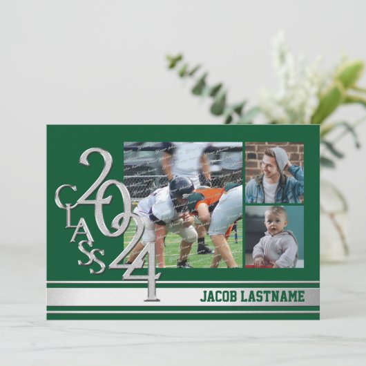 Invitation de remise des diplômes avec photo tripl (Debout devant)