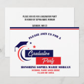 Invitation de remise des diplômes Bleu Rouge Blanc (Devant / Derrière)