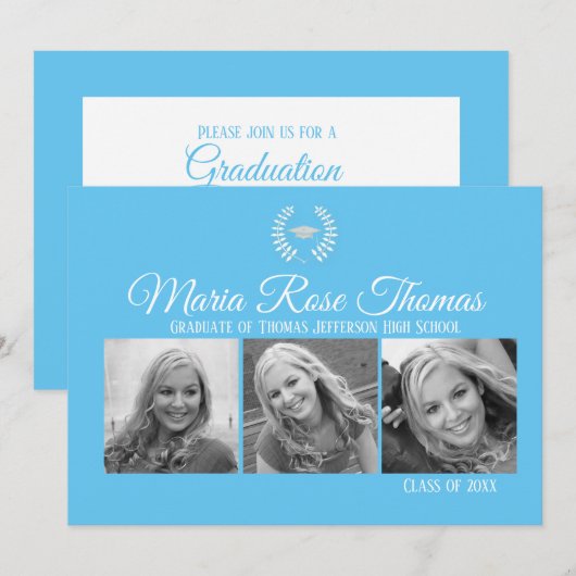 Invitation de remise des diplômes Carolina Blue Ca (Devant / Derrière)