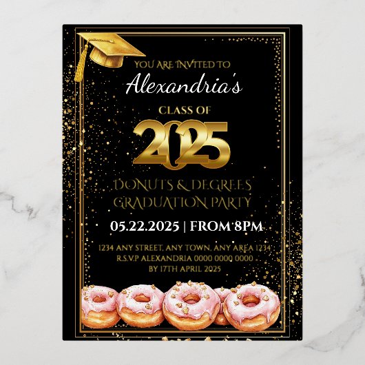 Invitation de remise des diplômes Donuts et Degrés (Recto)