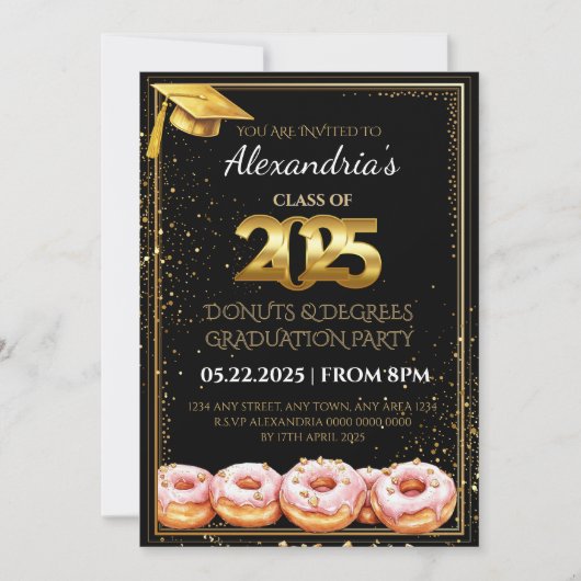 Invitation de remise des diplômes Donuts et Diplôm (Devant)