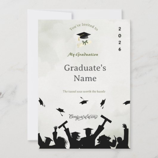 Invitation de remise des diplômes élégante | Nom e (Devant)