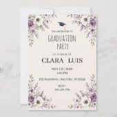 Invitation de remise des diplômes Fleurs violettes (Devant)