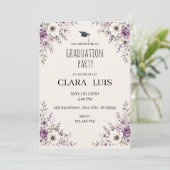 Invitation de remise des diplômes Fleurs violettes (Debout devant)