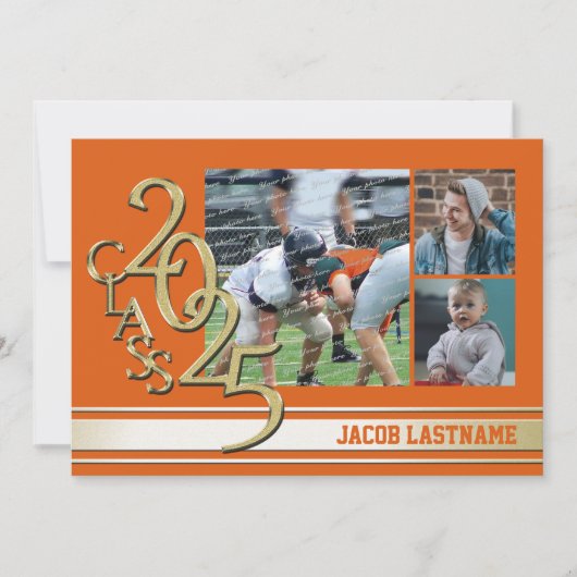 Invitation de remise des diplômes photo or avec ra (Devant)