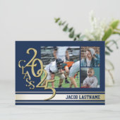 Invitation de remise des diplômes photo or tri-var (Debout devant)