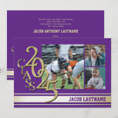 Invitation de remise des diplômes photo or tri-var (Devant / Derrière)