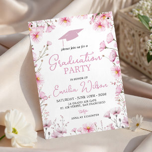 Invitation de remise des diplômes Pink Cosmos & Be