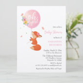 Invitation de renard mignon volant avec ballon (Debout devant)