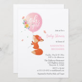 Invitation de renard mignon volant avec ballon (Devant / Derrière)