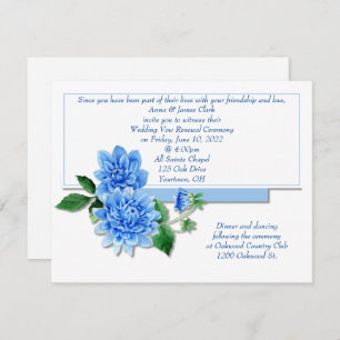 Invitation de renouvellement Blue Dahlia Vow