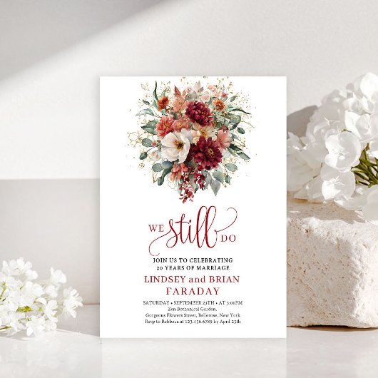 Invitation de renouvellement de vœux boho florale