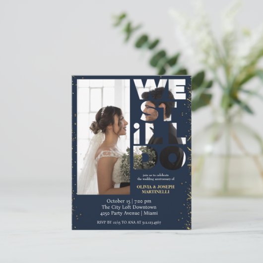 Invitation de renouvellement de vœux Navy Chic Pee (Debout devant)