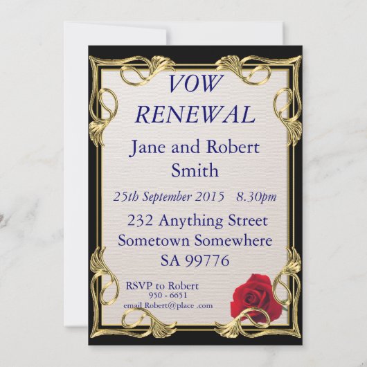 Invitation de renouvellement Vow (Dos)