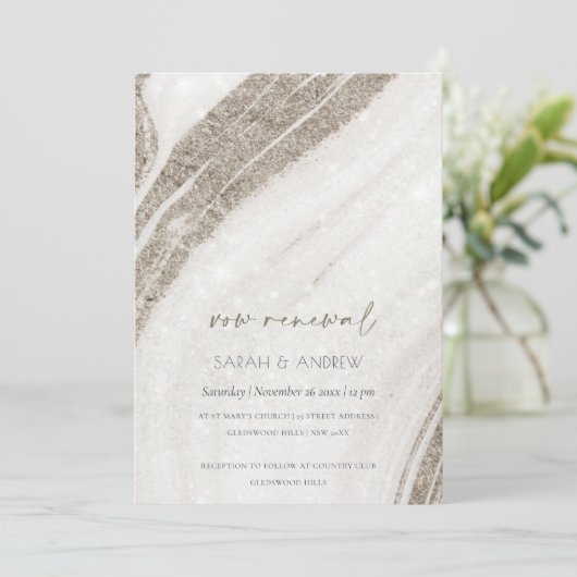 Invitation de renouvellement Vow de marbre doré Ab (Debout devant)