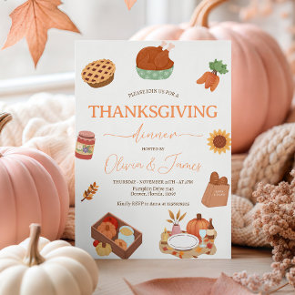 Invitation de repas de Thanksgiving mignon