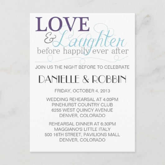 Invitation de répétition d'amour et de rire (Devant)