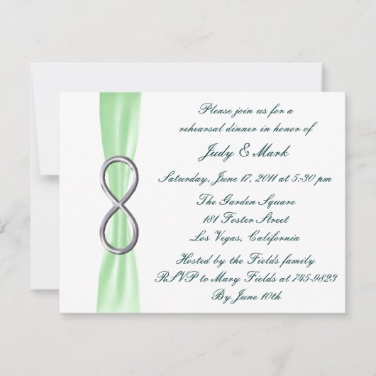 Invitation de répétition de dîner de mariage Green (Devant)