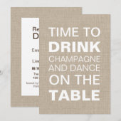 Invitation de répétition de dîner de typographie e (Devant / Derrière)