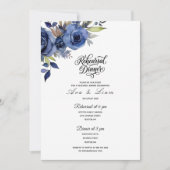 Invitation de répétition de dîner florale bleu mar (Devant)