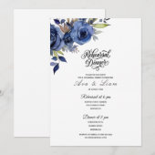 Invitation de répétition de dîner florale bleu mar (Devant / Derrière)