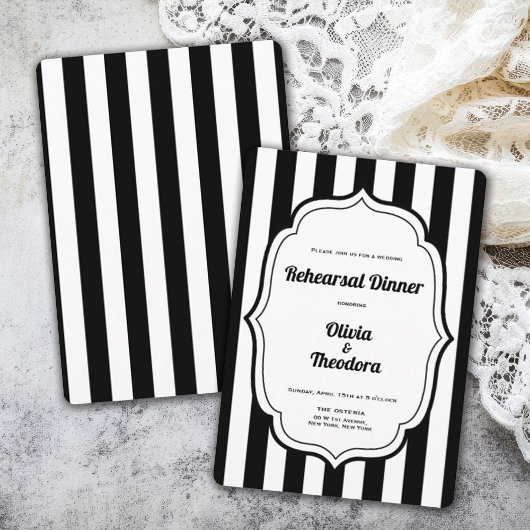 Invitation de répétition de mariage à rayures mode