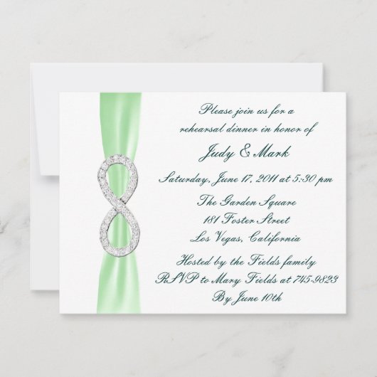 Invitation de répétition de mariage Green Infinity (Devant)